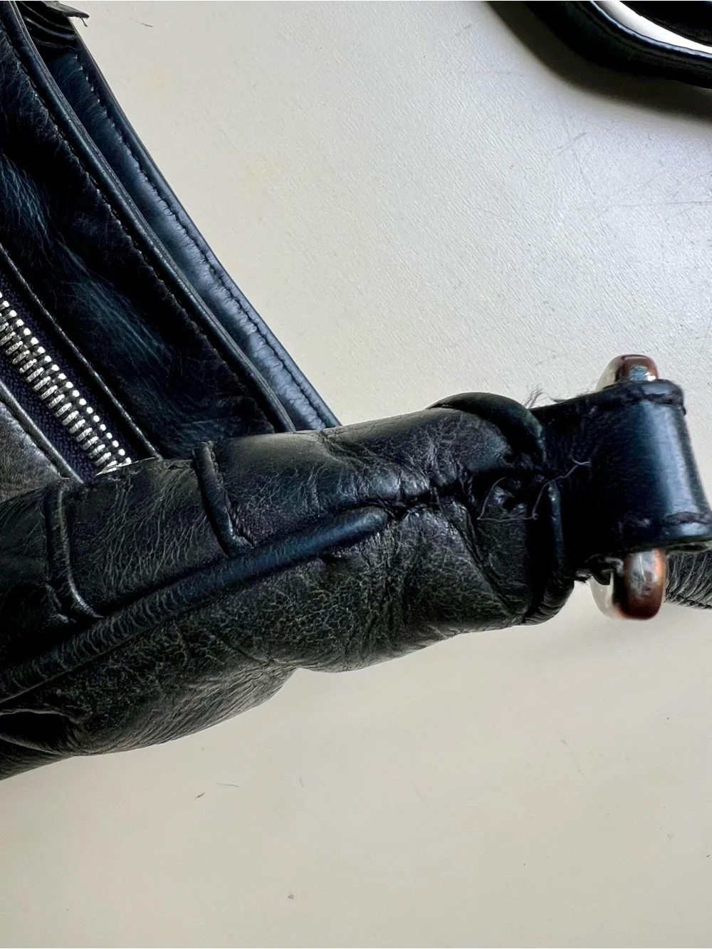 Margot Genuine Black Leather Crossbody Bag with Dual Zip Front
